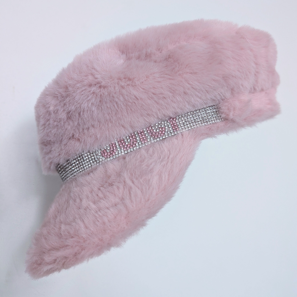 Juicy Couture Pink Faux Fur Hat with Sparkling Band